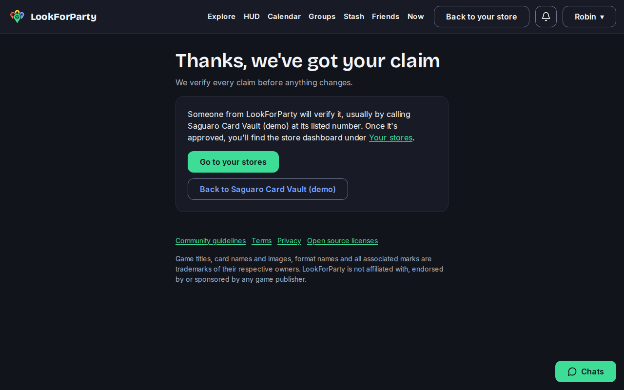 The Thanks, we've got your claim page