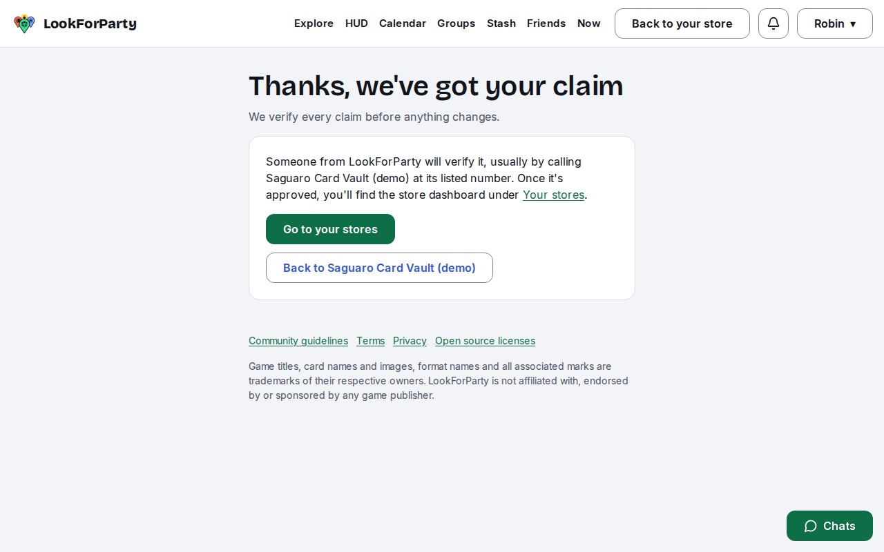 The Thanks, we've got your claim page