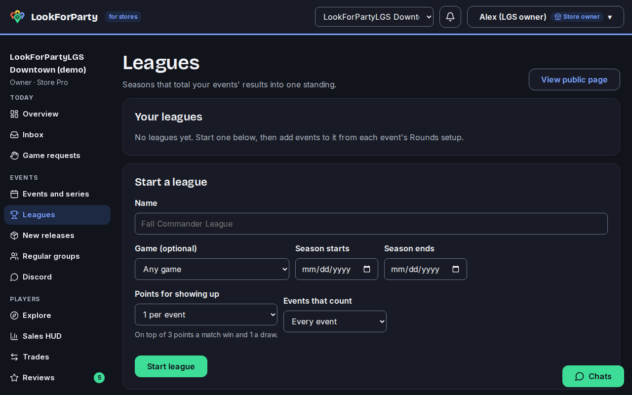 The store's leagues