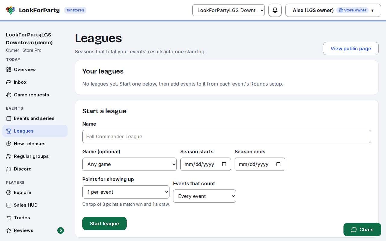 The store's leagues