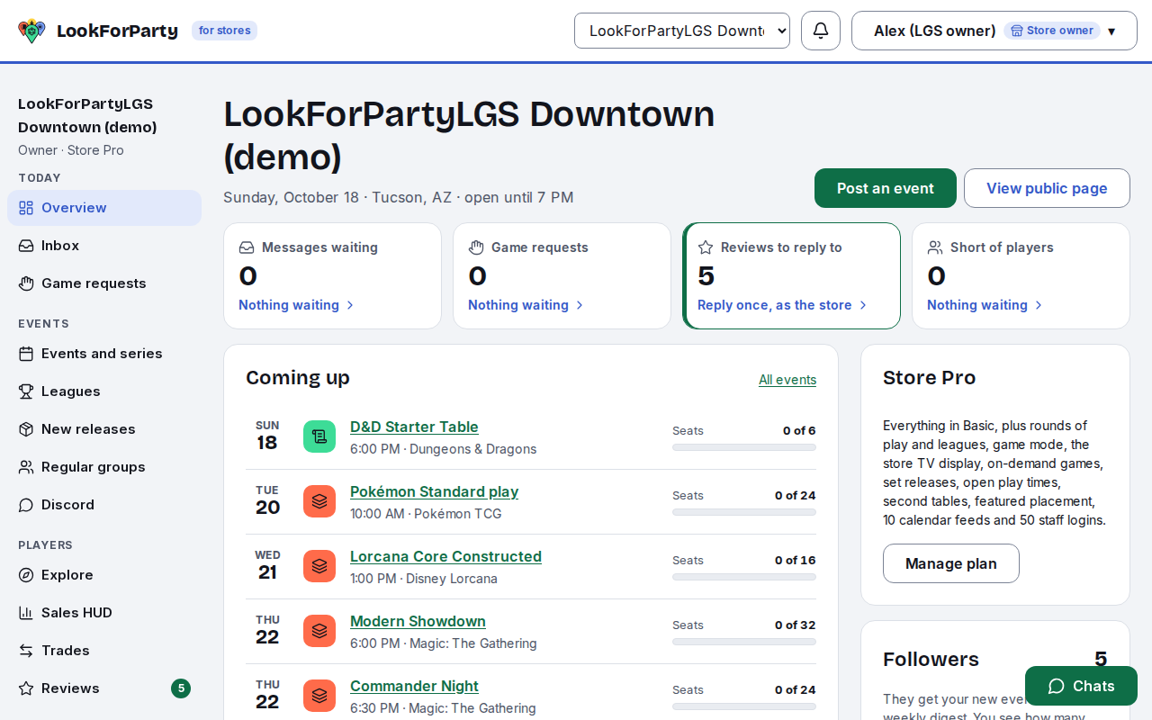 The store dashboard with the Store picker in the top bar highlighted