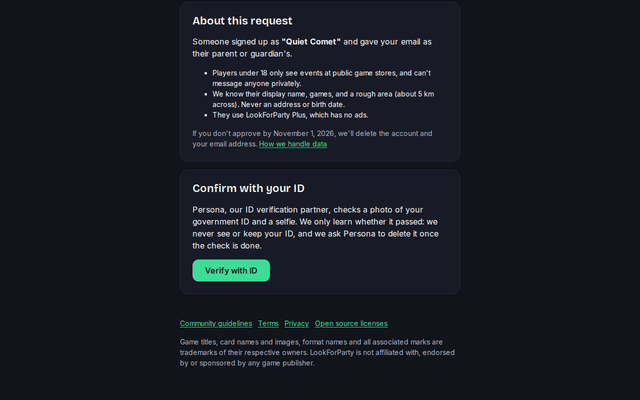 The Confirm with your ID section with the Verify with ID button highlighted